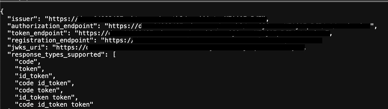 Sample output of the metadata URI.